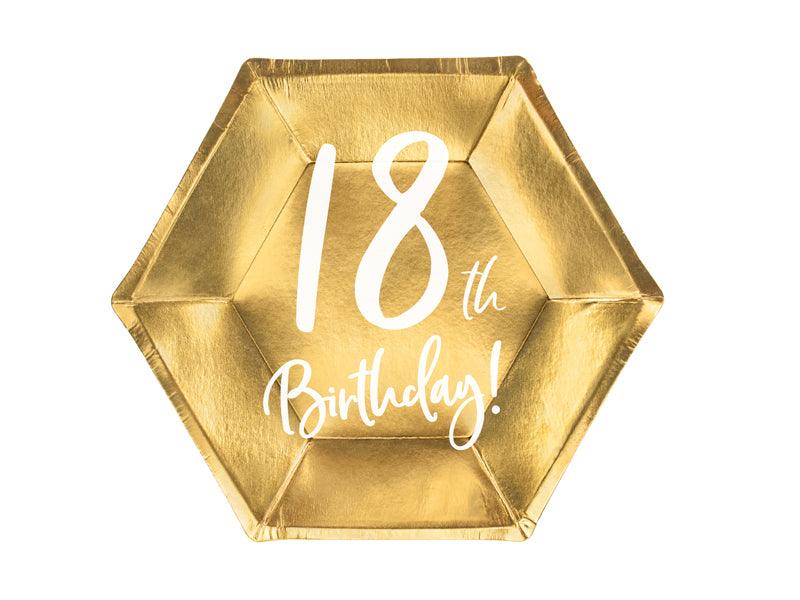 Teller 18th Birthday, gold, 20cm (1 VPE / 6 Stk.) - FeierGlanz